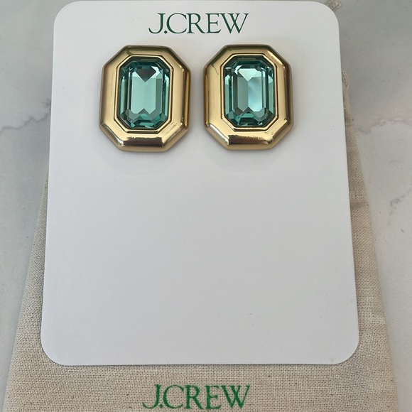 J. Crew Green Crystal Earrings NWT - Picture 4 of 16